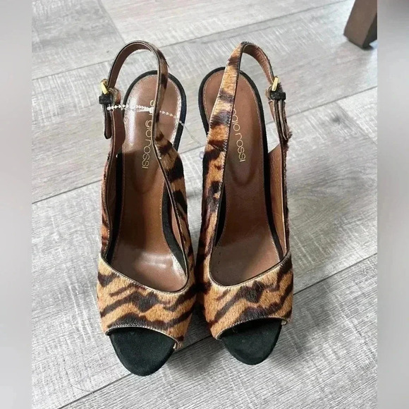 Sergio Rossi animal print pony hair slingback heels - Picture 6 of 7